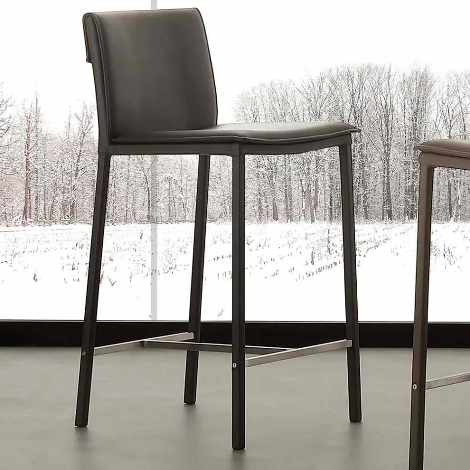 Kruk in metaal en staal en modern eco-leer gemaakt in Prato, Italië Viadurini