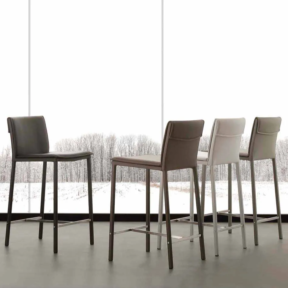 Kruk in metaal en staal en modern eco-leer gemaakt in Prato, Italië Viadurini