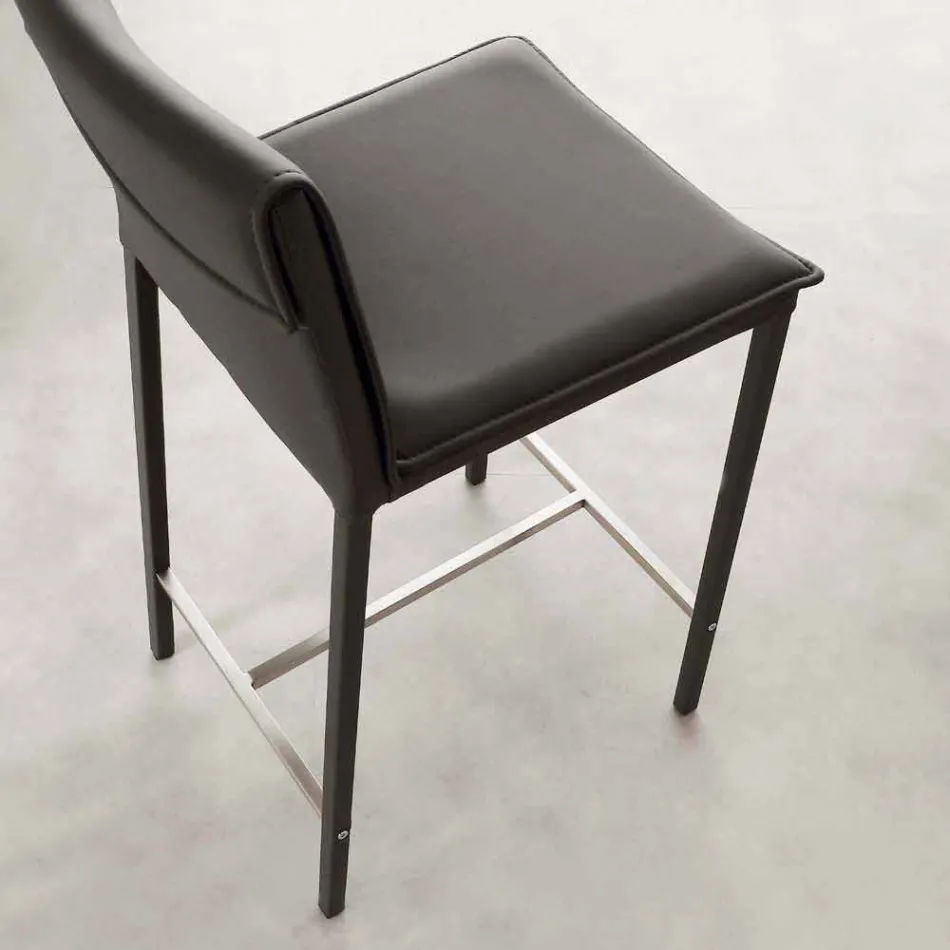 Kruk in metaal en staal en modern eco-leer gemaakt in Prato, Italië Viadurini