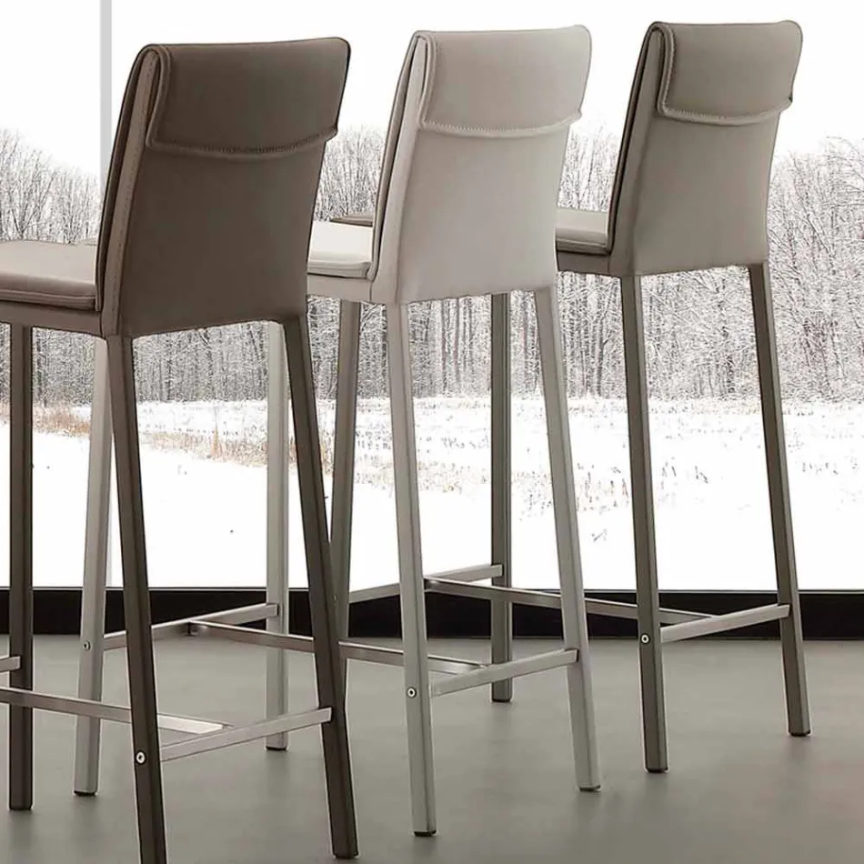 Kruk in metaal en staal en modern eco-leer gemaakt in Prato, Italië Viadurini