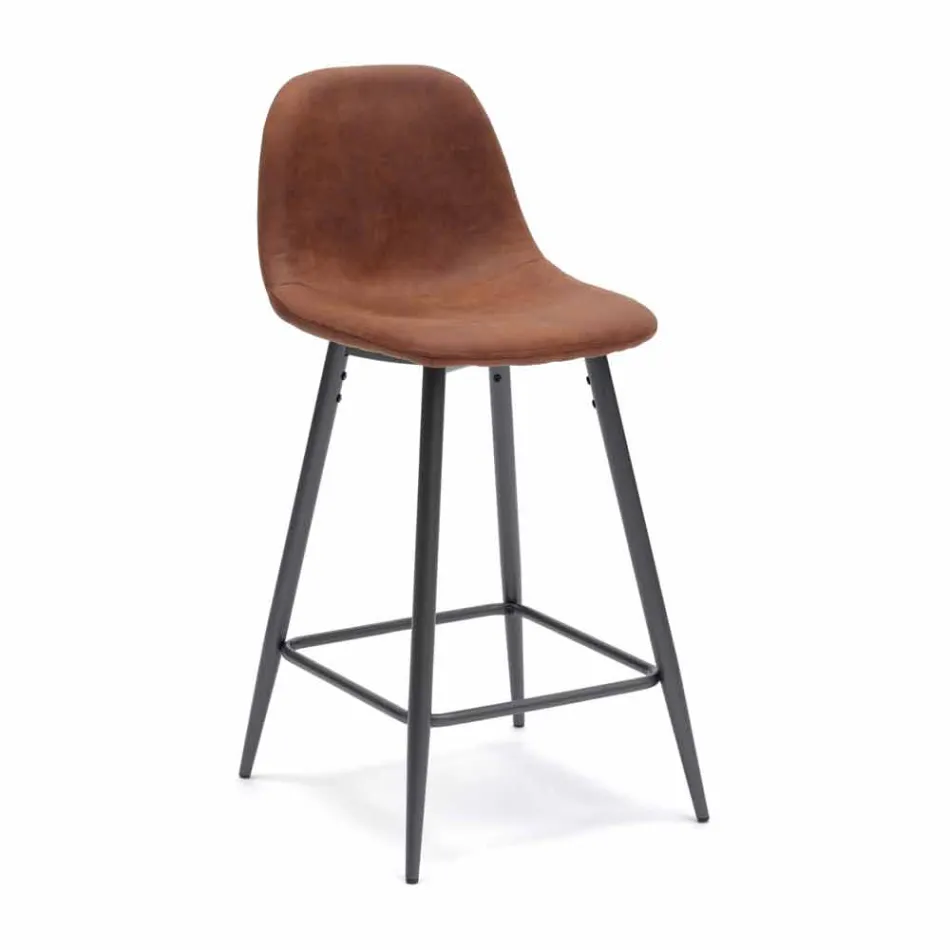 Kruk in leer en metaal modern design Gino Viadurini