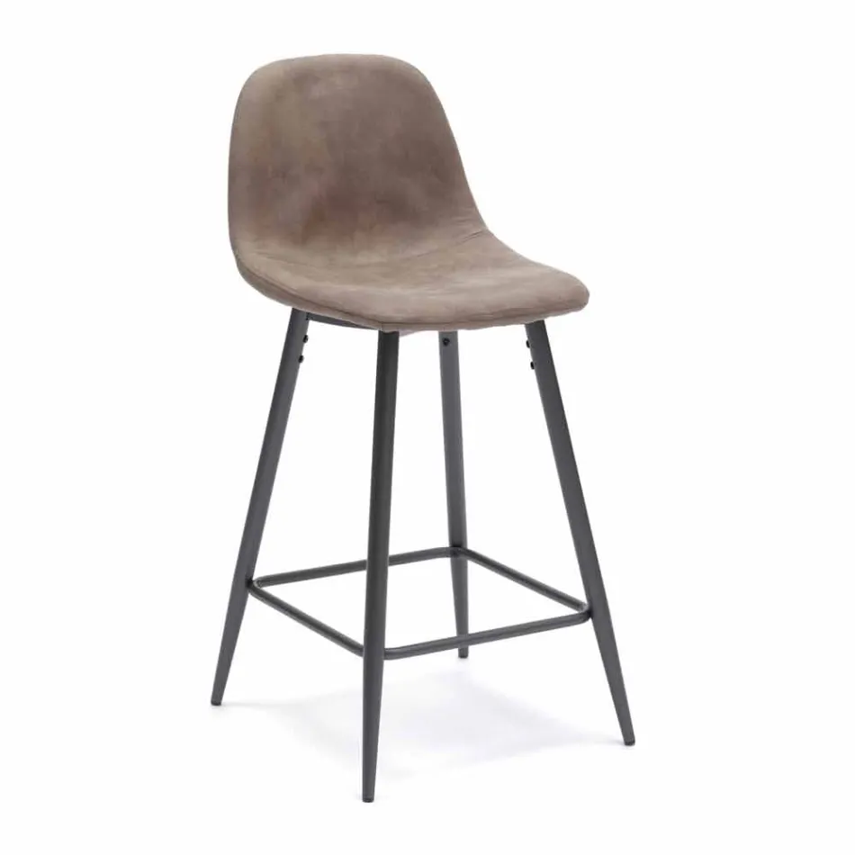 Kruk in leer en metaal modern design Gino Viadurini