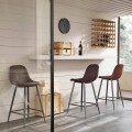 Kruk in leer en metaal modern design Gino