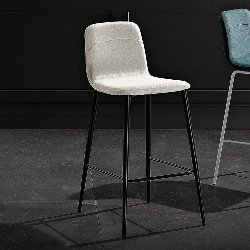 Kruk in stof en antraciet metaaldesign Made in Italy - Nautilus Viadurini