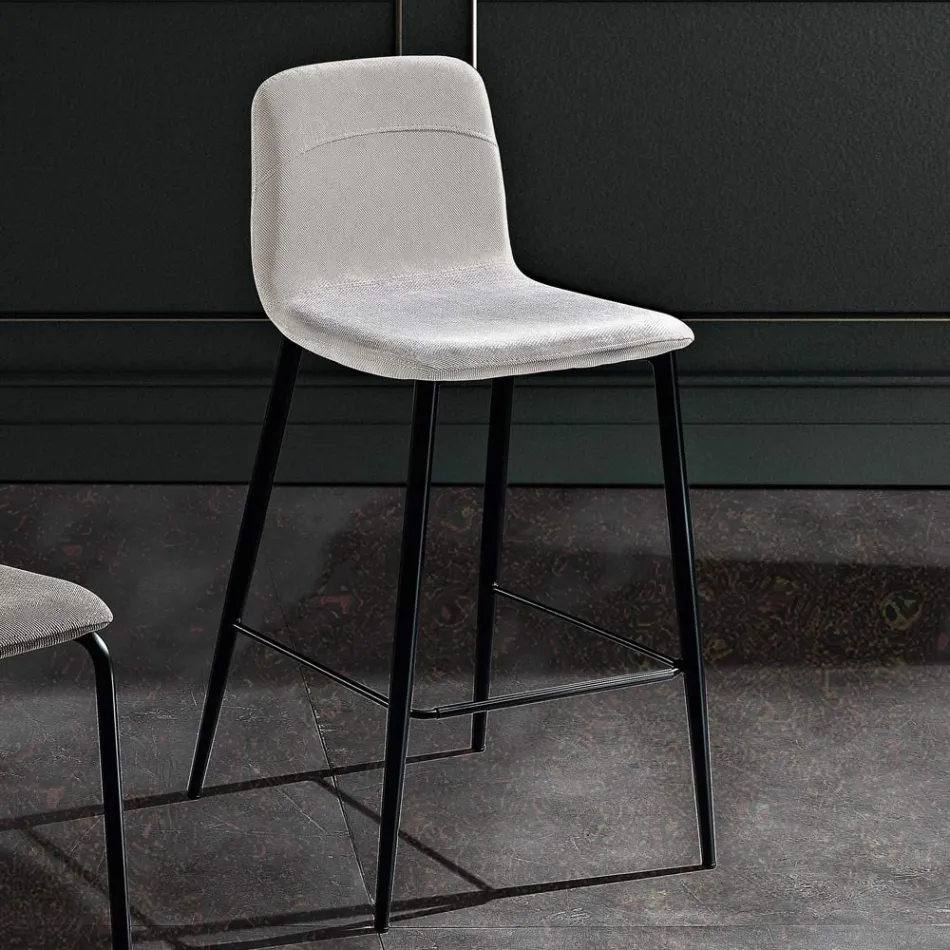 Kruk in stof en antraciet metaaldesign Made in Italy - Nautilus Viadurini