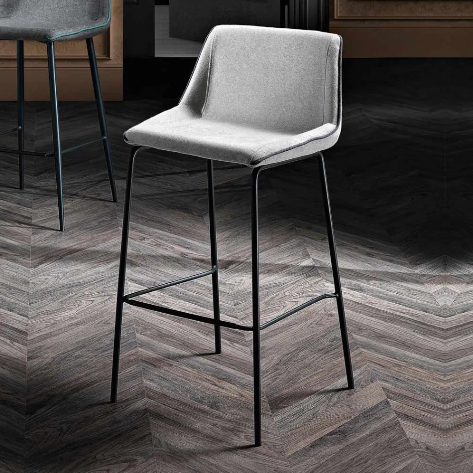 Moderne gekleurde metalen en stoffen kruk gemaakt in Italië - Marianet Viadurini