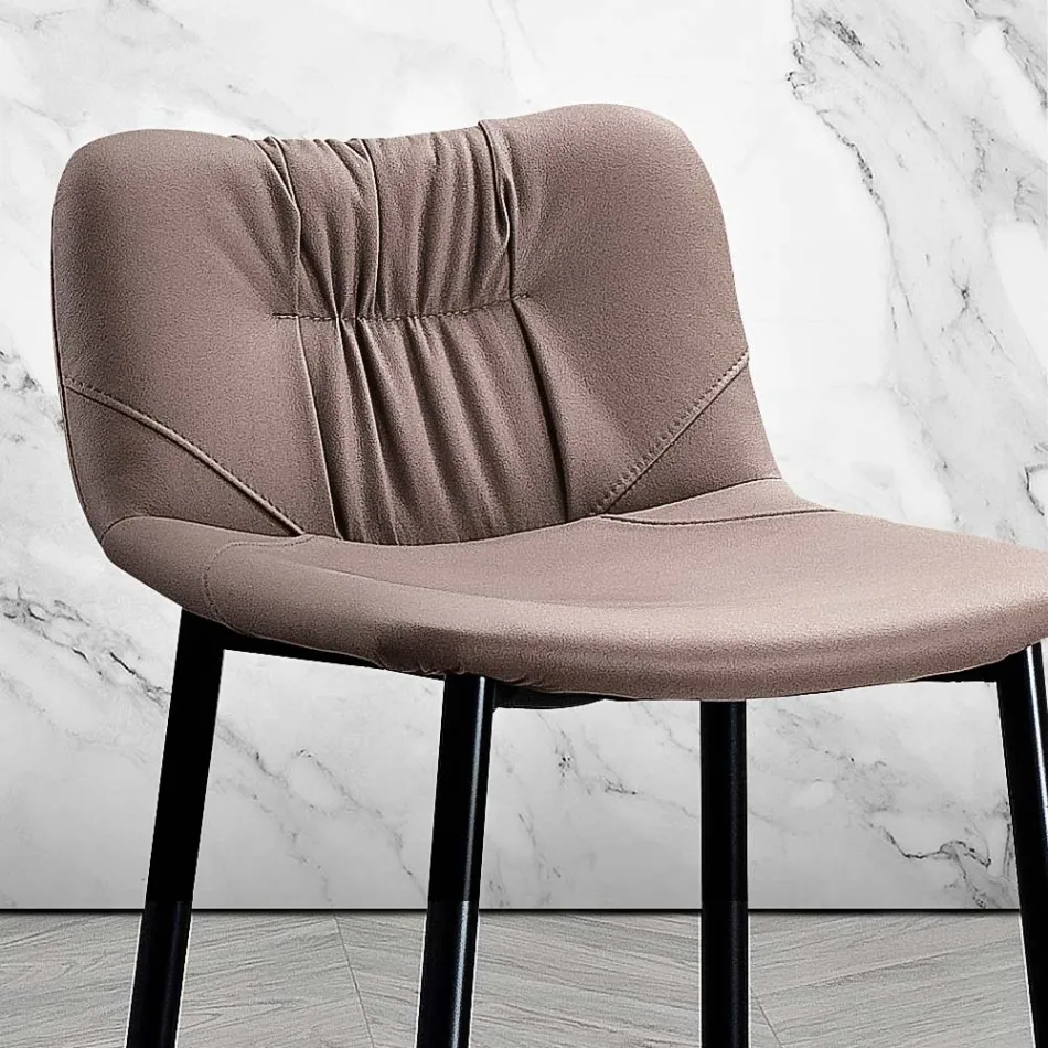 Kruk van vezelstof met leereffect en metaal Made in Italy - Gohan Viadurini