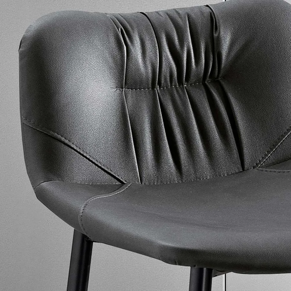 Kruk van vezelstof met leereffect en metaal Made in Italy - Gohan Viadurini