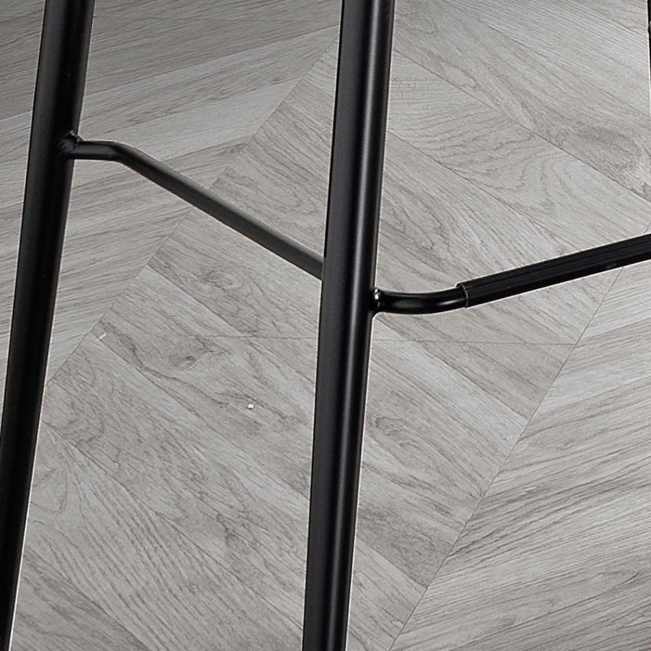 Kruk van vezelstof met leereffect en metaal Made in Italy - Gohan Viadurini