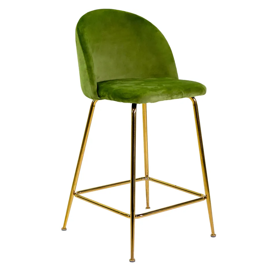 Fluwelen kruk met metalen frame in verschillende afwerkingen - Penna Viadurini