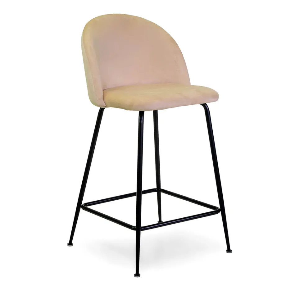 Fluwelen kruk met metalen frame in verschillende afwerkingen - Penna Viadurini