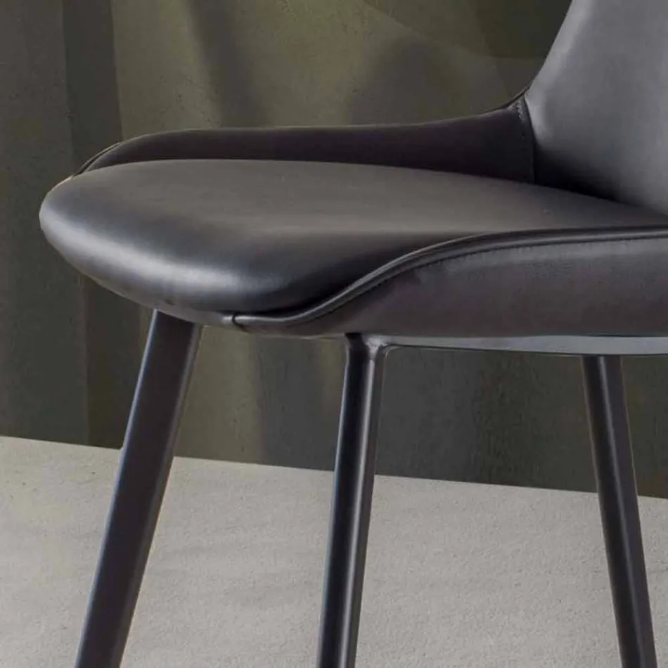 Moderne kruk H 80 cm, zitting in Ecoleather Nabuk - Ines Viadurini