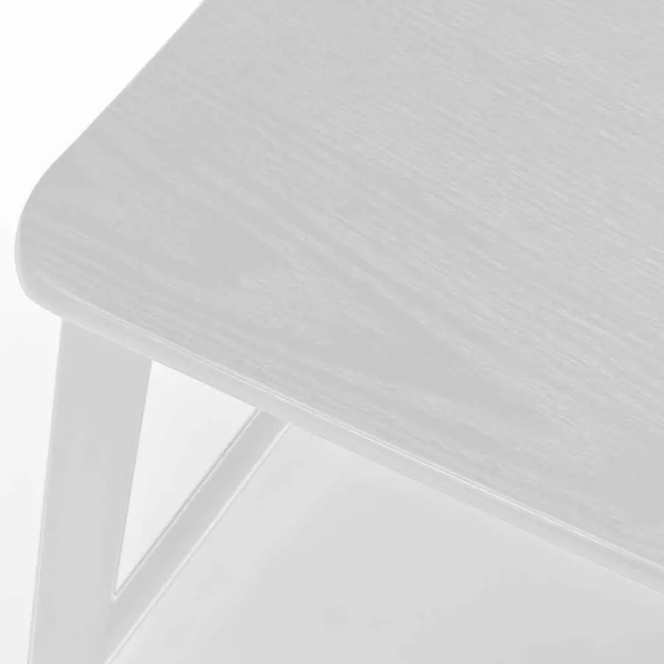 Moderne metalen kruk met zitting en rugleuning in hout, 2 stuks - Habibi Viadurini