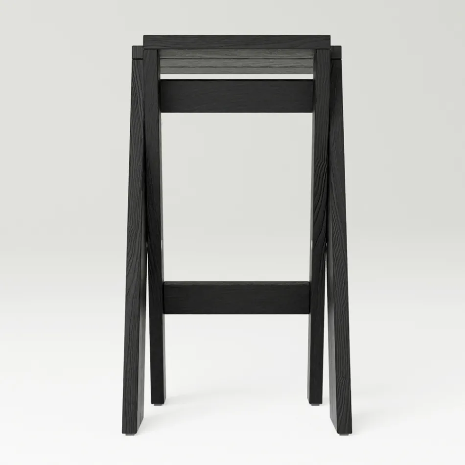 Opvouwbare en stapelbare kruk van massief essenhout - Write Viadurini