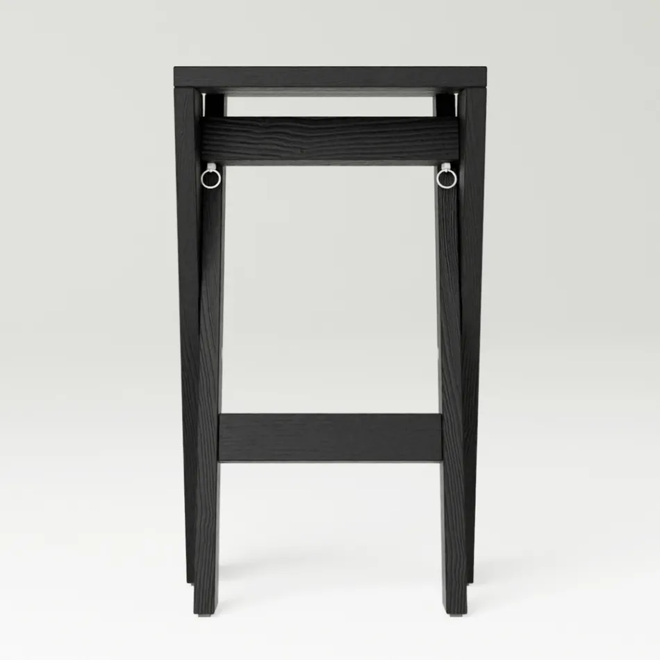 Opvouwbare en stapelbare kruk van massief essenhout - Write Viadurini