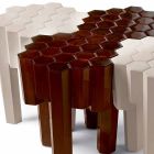 Kruk / massief houten salontafel ontwerp, L38xP38 cm, Begga Viadurini