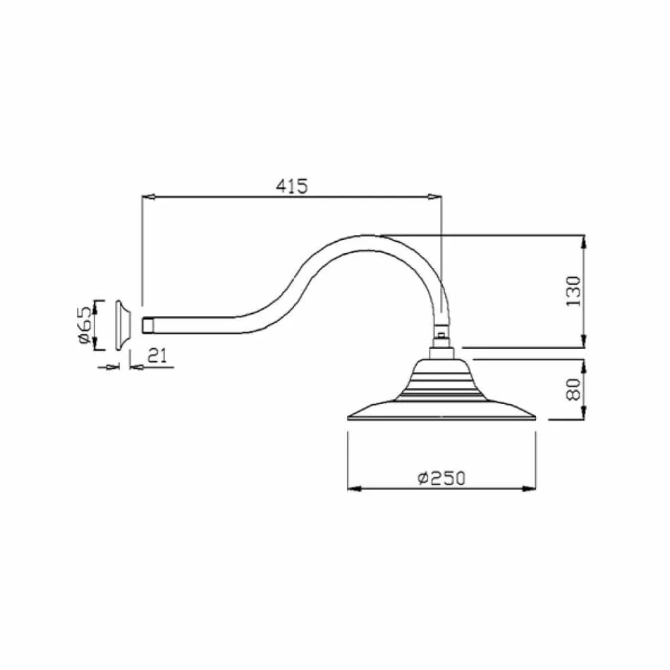 Klassieke stalen douchekop met messing douchearm Made in Italy - Jeko Viadurini