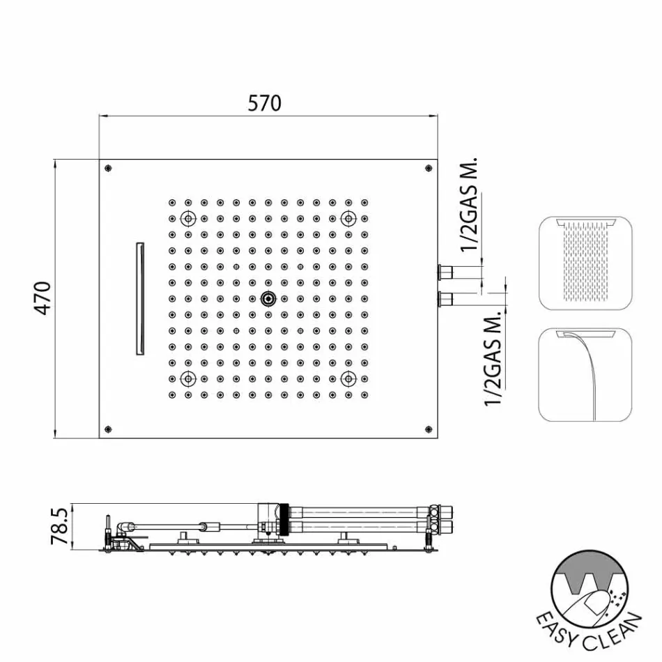 Douche kop met twee verschillende stralen modern design Dream Viadurini