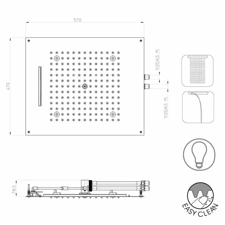 Douche kop met kleurentherapie twee modern design Dream jets Viadurini