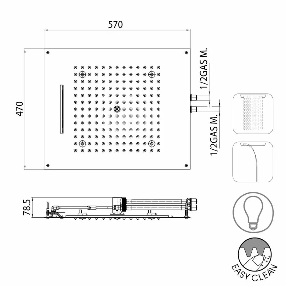 Douchekop met LED verlichting tot twee modern design Dream jets Viadurini