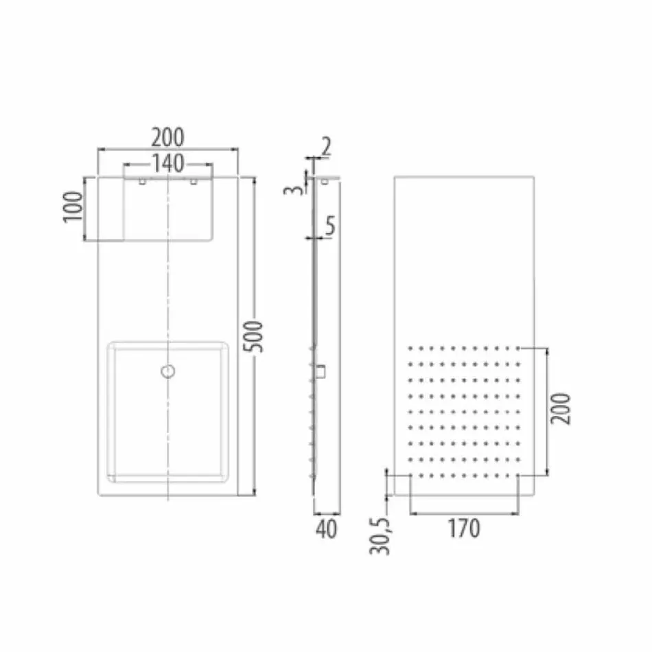 Stalen wanddouchekop met dubbele jet Made in Italy - Cartesio Viadurini