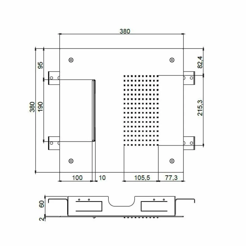Stalen plafonddouchekop met dubbele jet Made in Italy - Quinto Viadurini