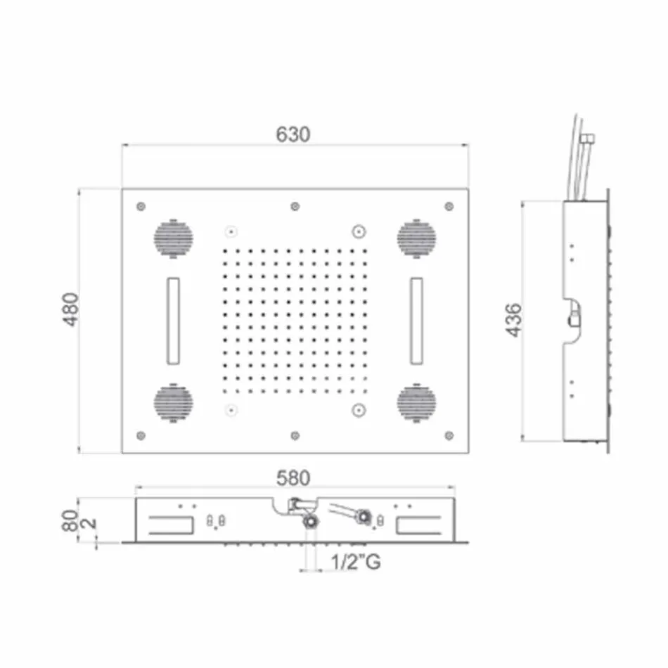 Stalen douchekop met chromotherapie en bluetooth Made in Italy - Elbo Viadurini