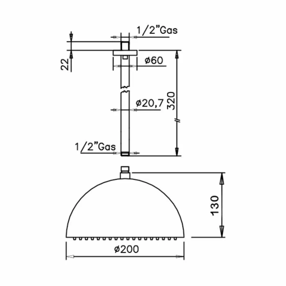 Douchekop in staal Verchroomde bel Made in Italy - Auro Viadurini