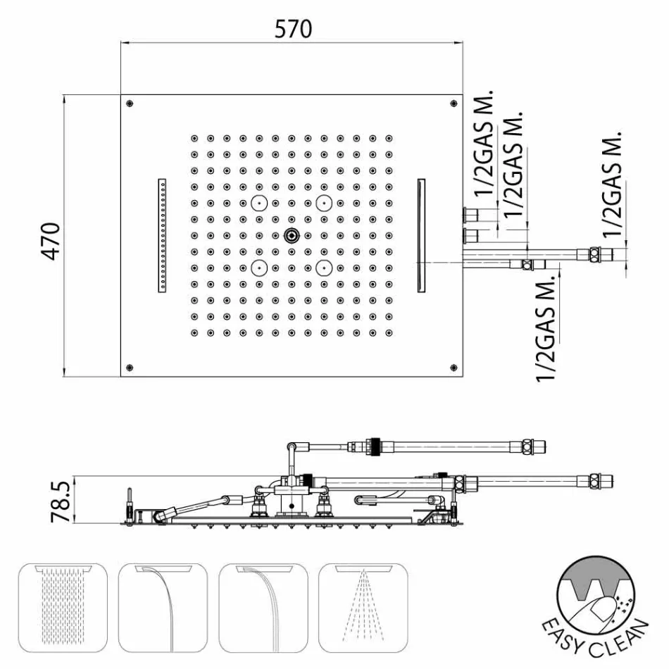 Modern hoofddouche Bossini Dream vier functies Viadurini