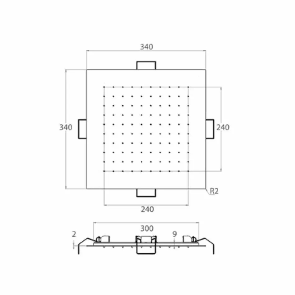 Vierkante plafonddouchekop in staal Made in Italy - zetmeel Viadurini