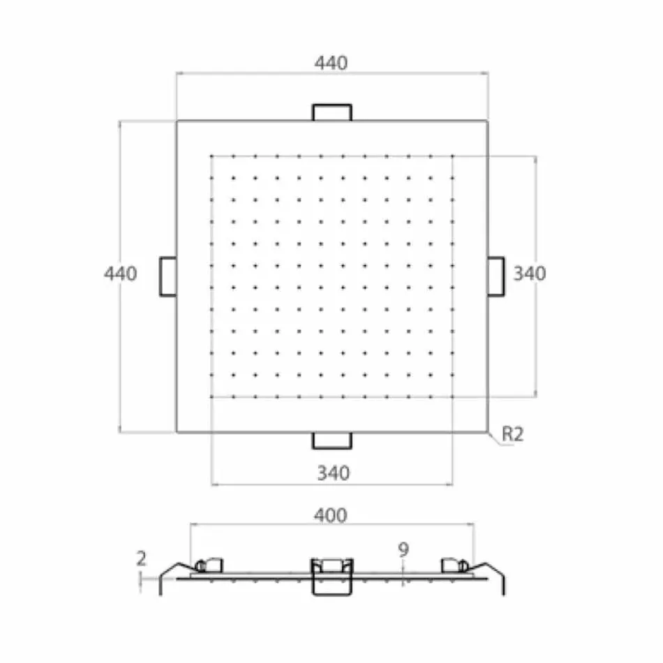 Vierkante plafonddouchekop in staal Made in Italy - zetmeel Viadurini
