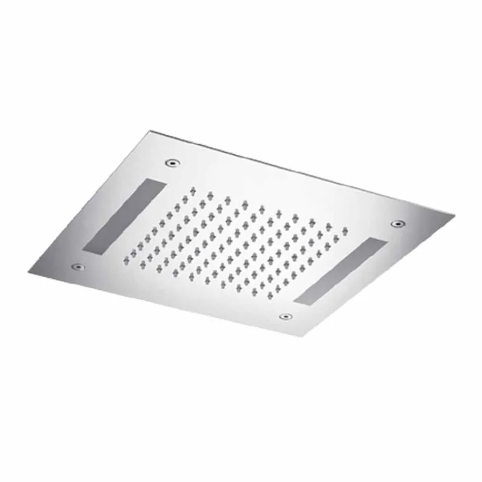 Vierkante douchekop in roestvrij staal met chromotherapie Made in Italy - Bilbo Viadurini