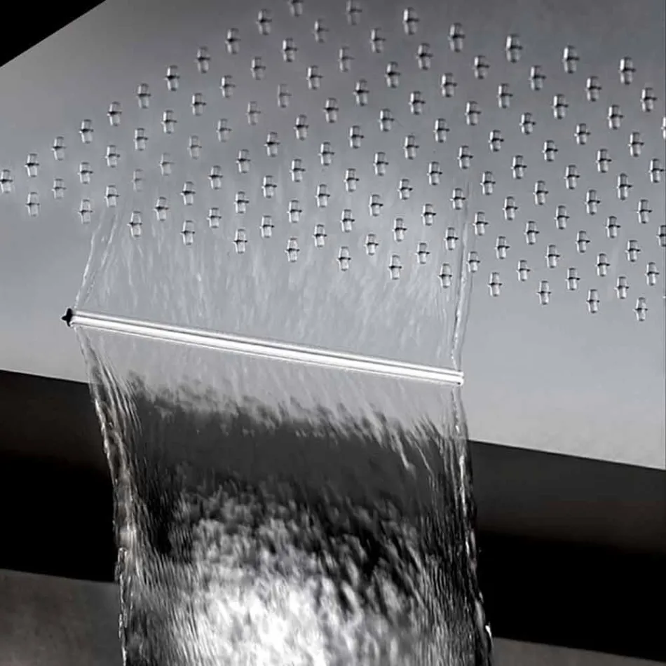 Vierkante roestvrijstalen douchekop met dubbele straal Made in Italy - Nello Viadurini