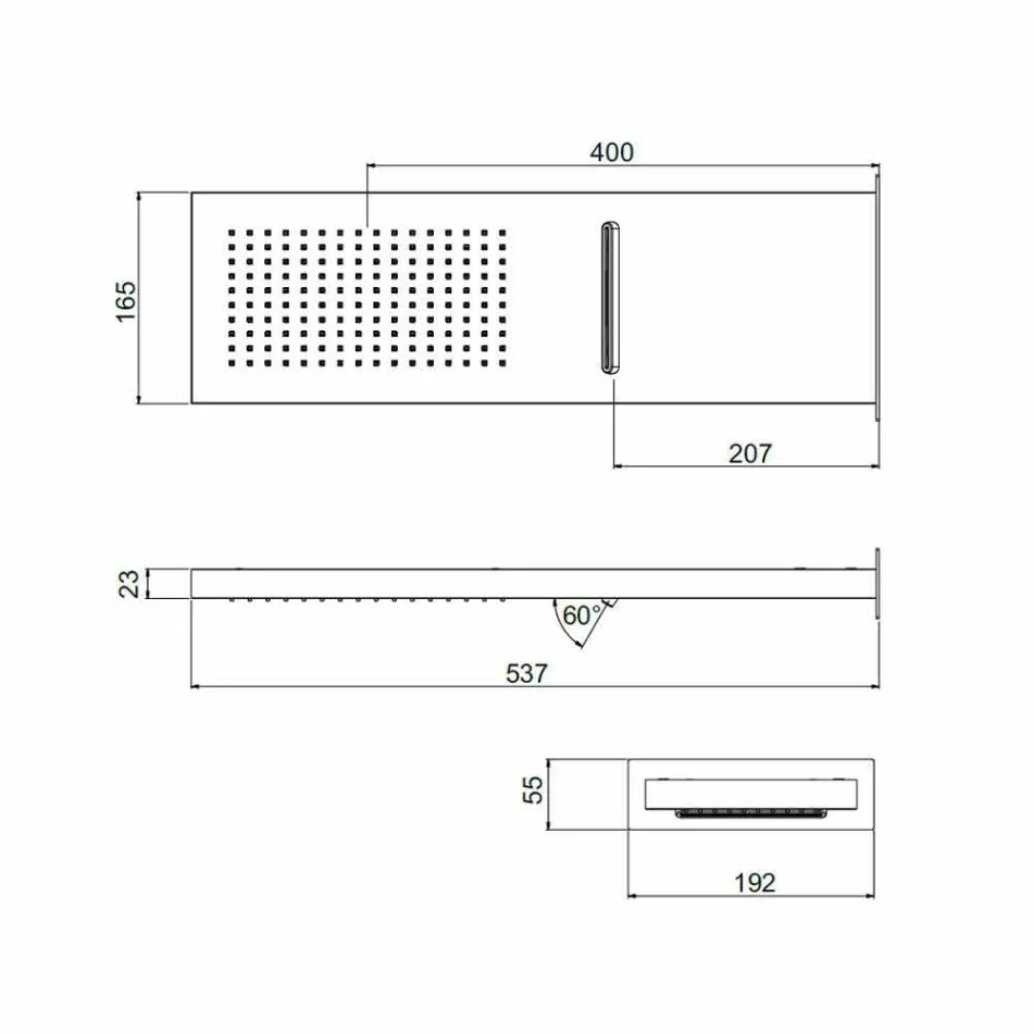 Rechthoekige roestvrijstalen wanddouchekop Made in Italy - rood Viadurini