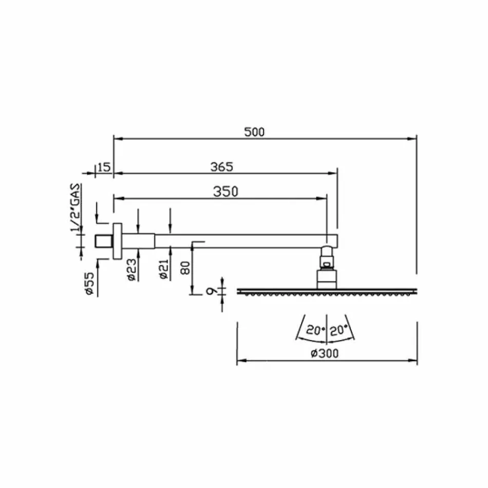 Ronde douchekop in roestvrij staal en messing Made in Italy - Aurelio Viadurini
