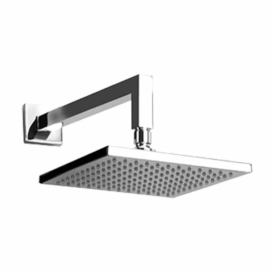 Vierkante stalen douchekop met messing douchearm Made in Italy - Sespo Viadurini