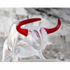 Stiervormig ornament in rood en transparant glas Made in Italy - Torero Viadurini