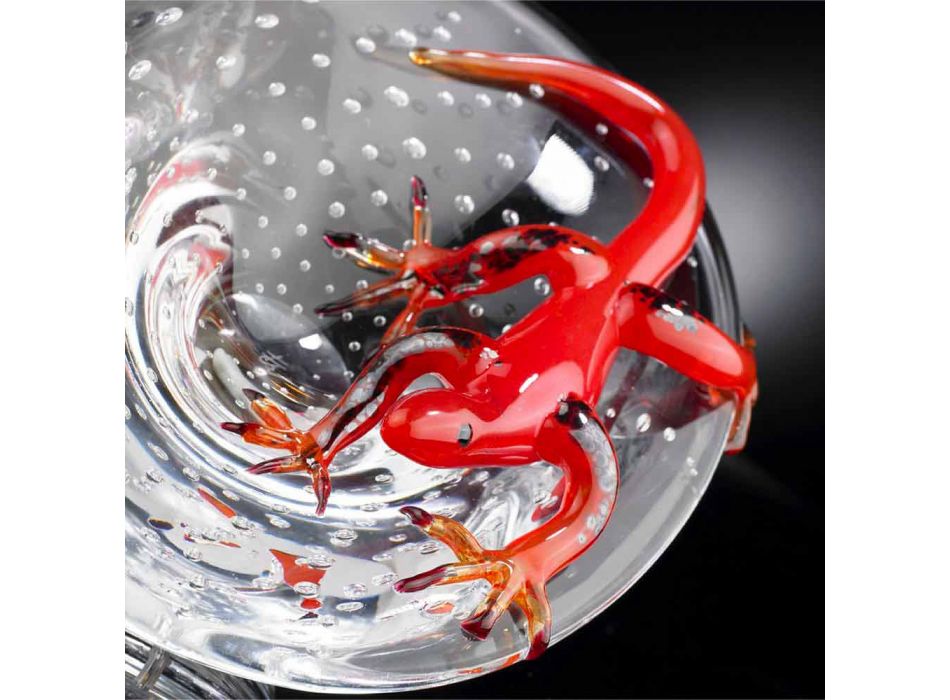 Decoratief ornament in transparant en rood glas Made in Italy - Sossio Viadurini
