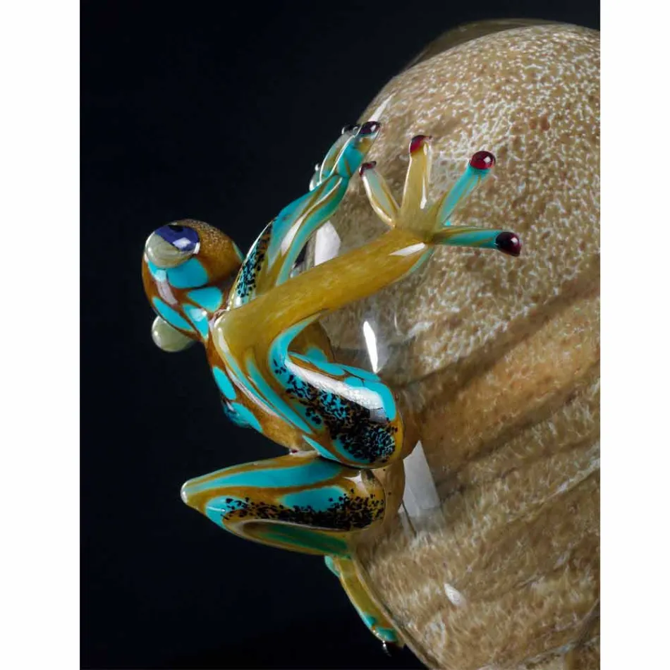 Eivormig glazen ornament met kikkers Made in Italy - Huevo Viadurini