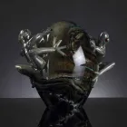 Eivormig glazen ornament met kikkers Made in Italy - Huevo Viadurini