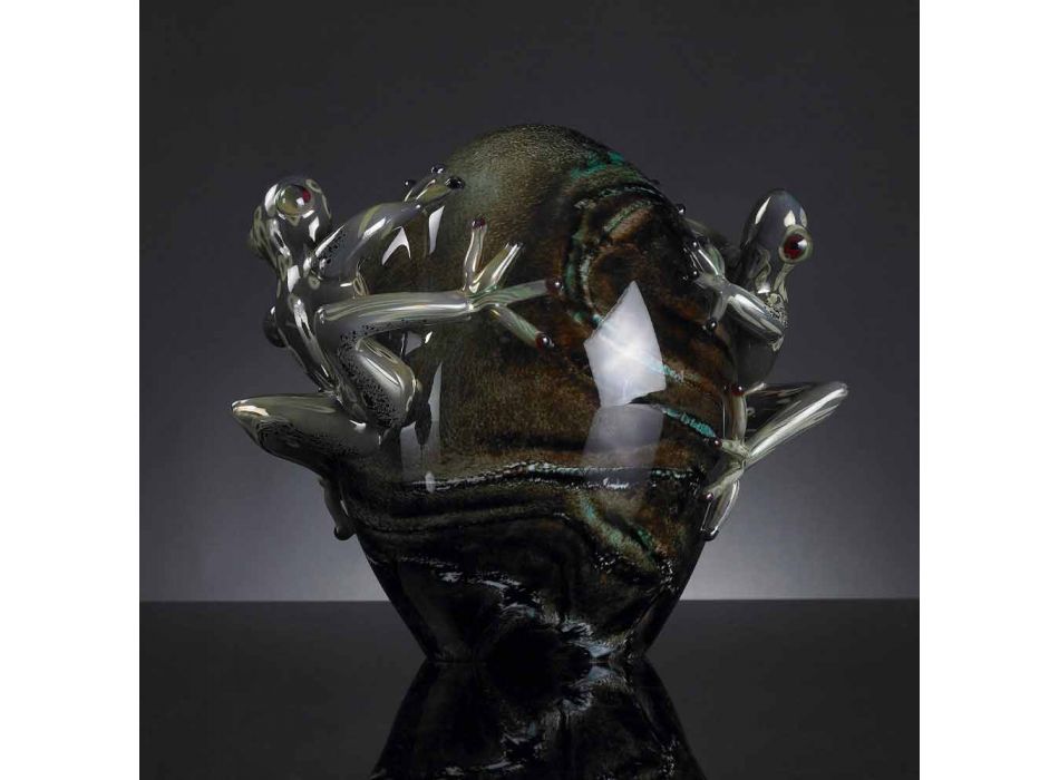 Eivormig glazen ornament met kikkers Made in Italy - Huevo Viadurini