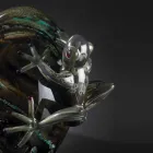 Eivormig glazen ornament met kikkers Made in Italy - Huevo Viadurini