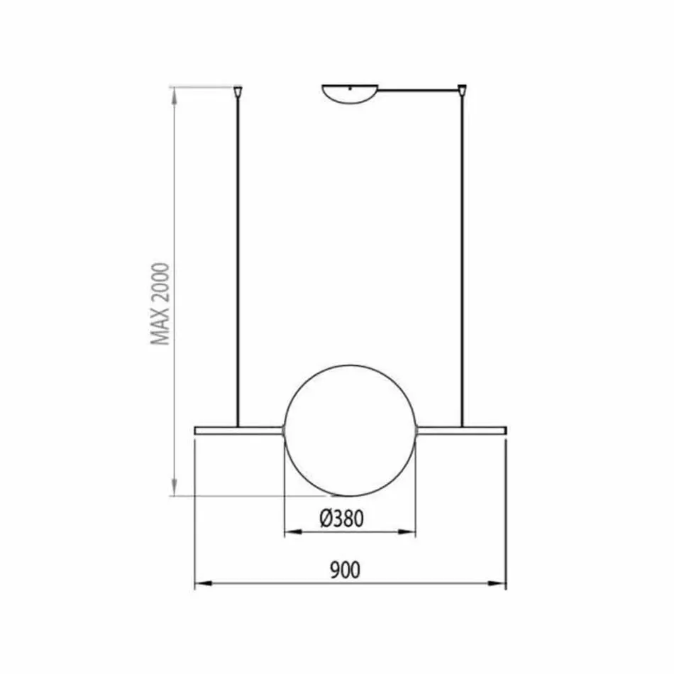 Design ophanging in glas en messing met LED-licht, 3 maten - Alma van Il Fanale Viadurini
