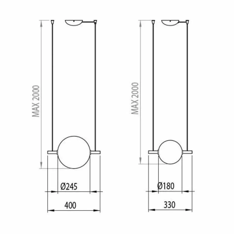 Design ophanging in glas en messing met LED-licht, 3 maten - Alma van Il Fanale Viadurini