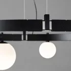 Ovale design ophanging in zwart aluminium met bollen en schijnwerpers - Exodus Viadurini