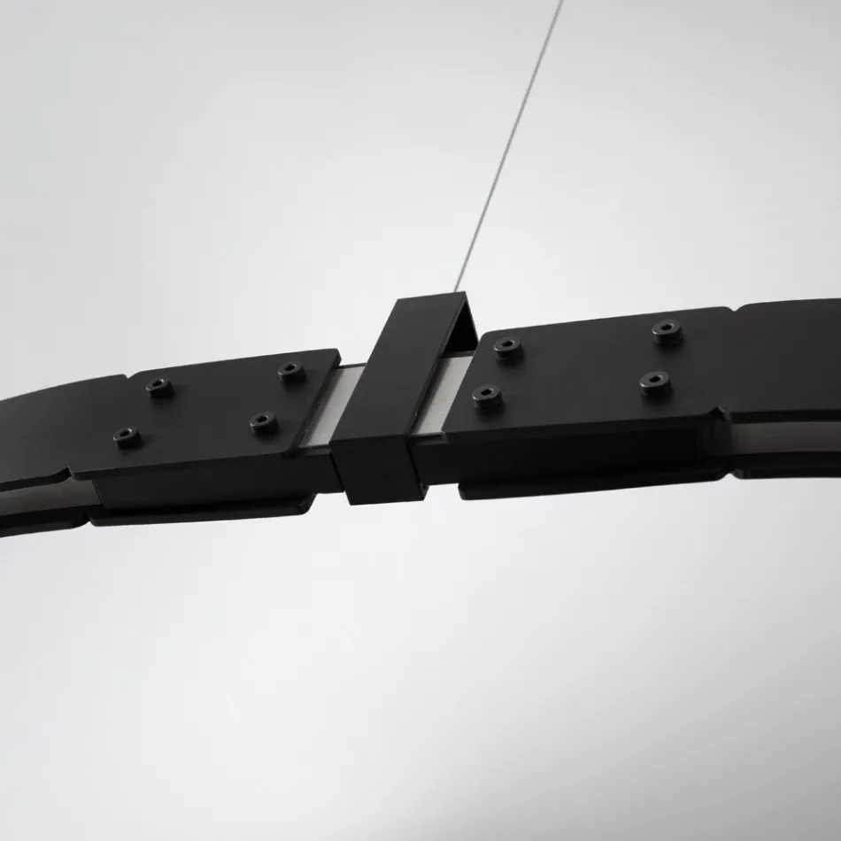 Ovale design ophanging in zwart aluminium met bollen en schijnwerpers - Exodus Viadurini
