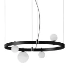 Ovale design ophanging in zwart aluminium met bollen en schijnwerpers - Exodus Viadurini