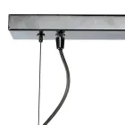 Hanglamp met twee lichtpunten en lineaire lichtbalk van glas en metaal, gemaakt in Italië - Elisia Viadurini