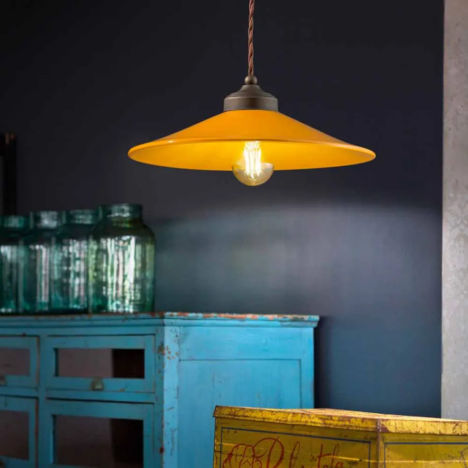 gekleurde keramische schorsing en antieke koperen Maya Ferroluce Viadurini