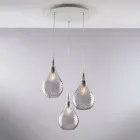 Hanglamp van ijzer met Pyrex-glas, gemaakt in Italië, voor interieurdecoratie - Amazonia Viadurini